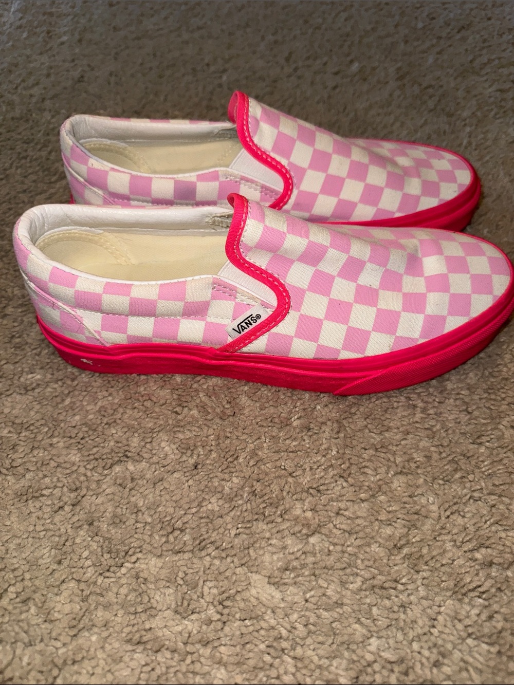 Vans Women’s Classic Slip-On Pink Checkerboard Skate Shoes